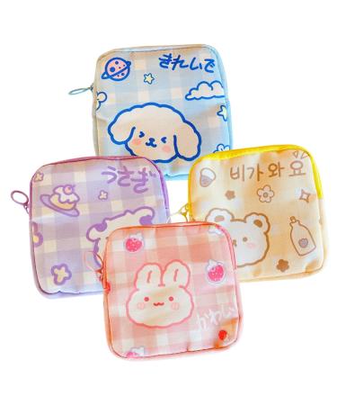 Ultechnovo 4 piece of pack with women's bandages travel ruling exchange ladies binding bag for girls tampon bag for outside small portable bag bag for women's bandages nylon Miss pads cute