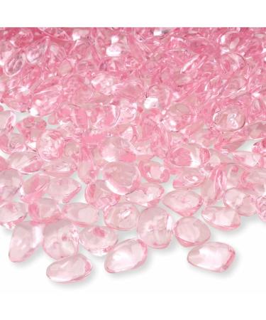 PMLAND 370 PCs 16mm Clear Acrylic Stones Table Scattering Wedding Bridal Baby Shower Party Decorations Vase Fillers, Cute Irregular Rocks Almond Shape - Soft Pink