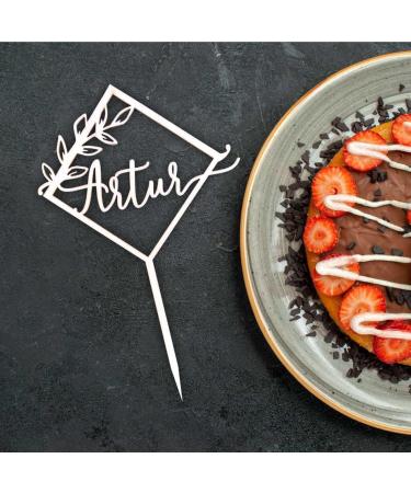 Personalized Wooden Cake Topper - Custom Name Decoration for Birthday Wedding Baptism & Communion (Square) - Buy Online on GoSupps.com