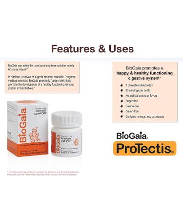 BioGaia Probiotic Chewable Tablets Box Simple and Easy Way To Promote Digestive and Immune Health 30 Count - Buy Online on GoSupps.com