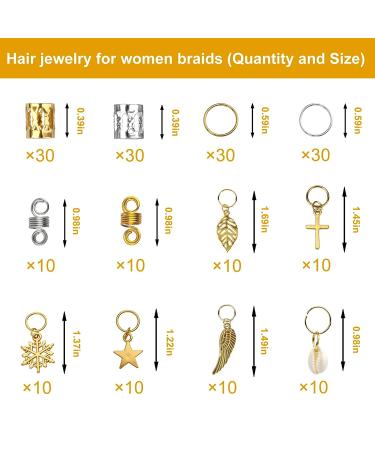 Nafaboig 200PCS Hair Beads & Jewelry for Women Braids | Dreadlocks Accessories - Gold Silver Clips, Cuffs, Shells, Rings - Hair Braiding & Beard Decoration - Buy Online on GoSupps.com