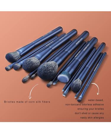 EIGSHOW Professional Makeup Brush Set - 15 Piece Kit for Eye and Face - Blue - Buy Online on GoSupps.com