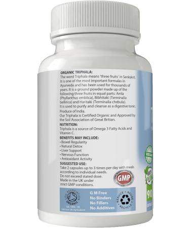 Organic Vegan Triphala Capsules x 90 | 100% Natural | Soil Association Certified | Gluten & GM Free - Buy Online on GoSupps.com