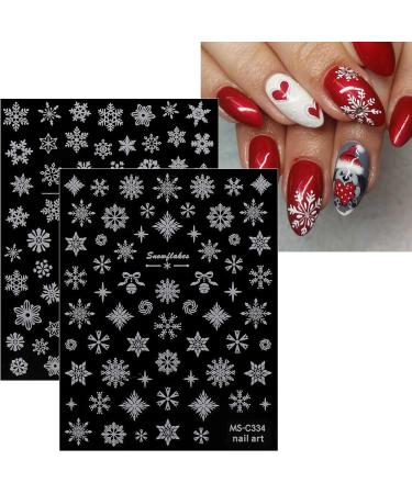 JMEOWIO 9 Sheets Christmas Nail Art Stickers Decals Self-Adhesive Snowflake Winter Holiday White Nail Supplies Nail Art Design Decoration Accessories - Buy Online on GoSupps.com