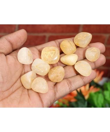 Crocon Golden Pyrite Rune Stones Set - Elder Futhark Alphabet Engraved Symbols for Chakra Balancing - 15-20mm Decorative Stones - Buy Online on GoSupps.com