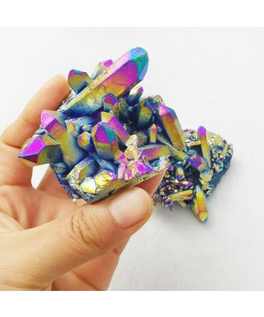 Home Decoration Electroplating Seven Rainbow Colorful Crystal Cluster Ornaments Original Stone Crystal Cluster Crystal (Size : 120g) - Buy Online on GoSupps.com