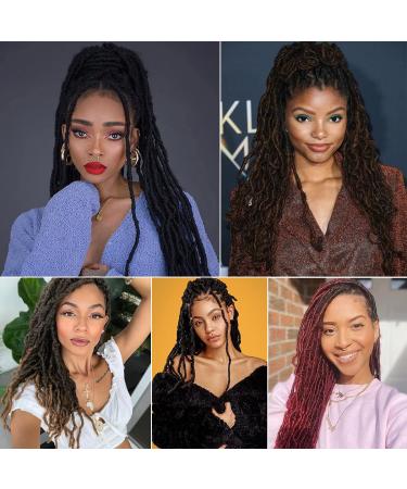 Dorsanee 14 Inch Faux Locs Crochet Hair 7 Packs 1B/27 - Pre-looped Distressed Goddess Locs for Black Women - Buy Online on GoSupps.com