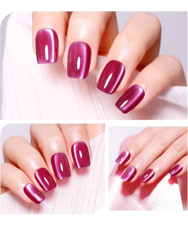 Imtiti Cat Eye Gel Nail Polish 15 ml Rose Red Holographic Crystal Diamond Cat Eyes Glitter UV Soak Off Gel Nail Polish with Magnetic Stick for Nail Art 1 Piece - Buy Online on GoSupps.com