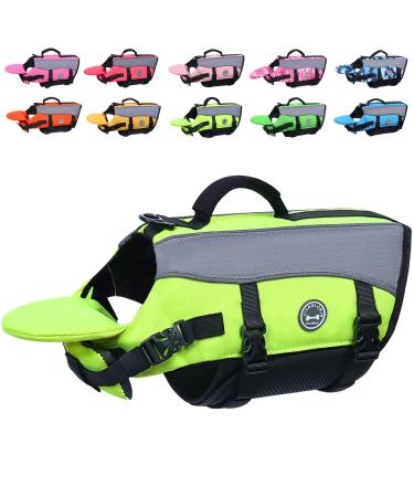 Vivaglory dogs with removable front-wheel drive lifeguard vest with reflective caps & additional upholstery for swimming & boating neon-yellow S: 43-53cm (chest circumference) neon yellow