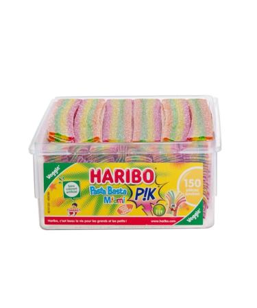 HARIBO - Pasta Basta Miami PIK - Bonbons Piquants - Fruit s - Sans Colorants Artificiels & Sans G latine - Bo te de 150 Bonbons Piquants