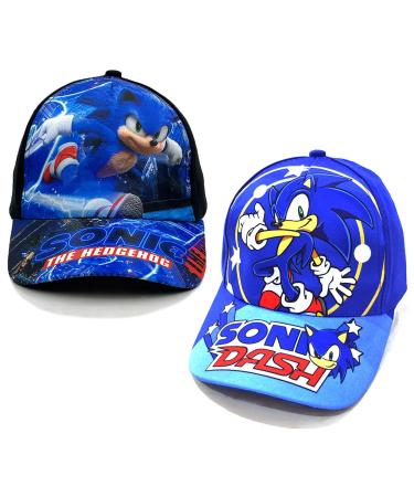 2 pieces Sonic Baseball cap sun hat children adjustable children Snapback Cap Blue Sonic Summer Baseball Cap Cartoon baseball cap for children birthday gift school sport (blue and black)
