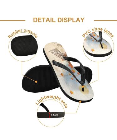 Mnsruu Eiffel Tower Maple Leaf Autumn Flip Flops | Multicolored Men & Women Slippers for Travel Home Hotel & Spa - Buy Online on GoSupps.com