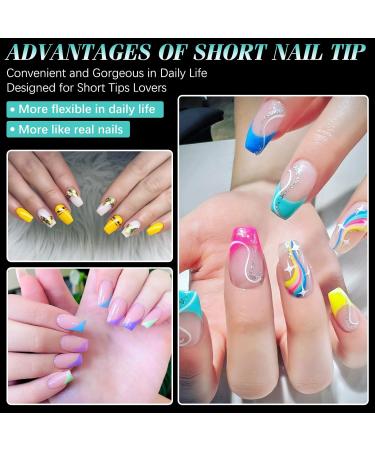 240 Extra Short Coffin Gel Nail Tips Set for Nail Art - Soft Full Cover False Nails in 12 Sizes - PMMA Pre-Buffed Artificial Nails for Gluing - Buy Online on GoSupps.com