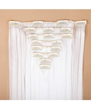 SILK-CO 26 8PCS Clip in Hair Extensions White 26 Inch Straight - 100% Synthetic Hair Piece for Full Head - Long Straight #White - Buy Online on GoSupps.com