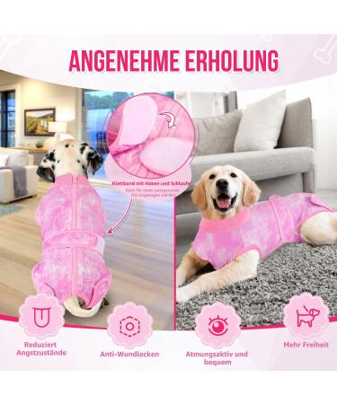 Eyein Dogebody: Soft Breathable One-Piece Dog Recovery Suit with Zipper & Belt E-Collar Alternative for Wound Protection (Pink Large) - Buy Online on GoSupps.com