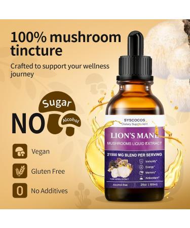 Lions Mane Mushrooms Liquid Extract Lions Mane Supplement Organic 8 Mushrooms Complex Extract Drops Up to 2 Month Supply (60ml) 60 ml (Pack of 1) - Buy Online on GoSupps.com