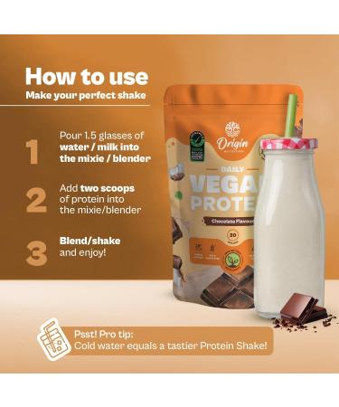 Ori Gin Nutrition 100% Natural Vegan Protein Powder - Easy to Digest Chocolate Flavor | 25g Plant Based Protein 770g (Pea & Pumpkin Seed - Buy Online on GoSupps.com