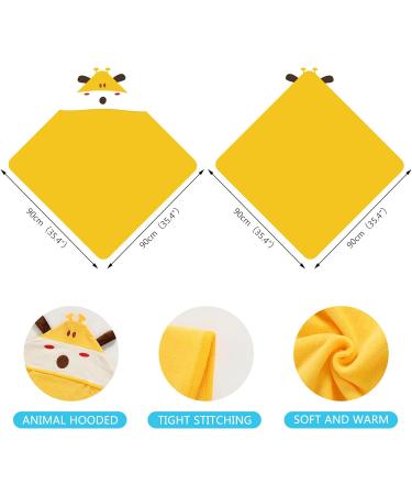 Hooded Baby Bath Towel | Soft Cotton Kids Towelling Bathrobe | 90 x 90cm Yellow Giraffe | Boys Girls 0-6 Years - Buy Online on GoSupps.com