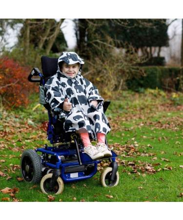 BundleBean Kids Wheelchair Poncho - Waterproof Rain Poncho for Ages 4-11 Years - Universal Fit with Peaked Hood - Grey Elephant - Buy Online on GoSupps.com