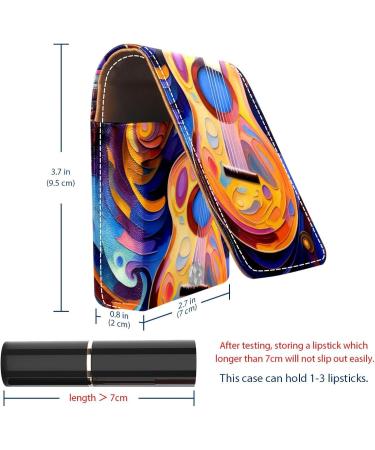Leather Lipstick Case Organizer with Mirror | Mini Lip Gloss Holder Bag - Abstract Art Music Notes Guitar Design - Buy Online on GoSupps.com