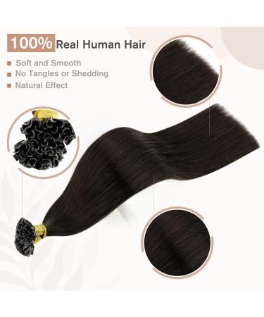 Fshine U Tip Human Hair Extensions - 100% Keratin Dark Brown 20 Inch Pre Bonded Hair Extensions | 50g Hot Fusion U Tip Bondings #2 - Buy Online on GoSupps.com