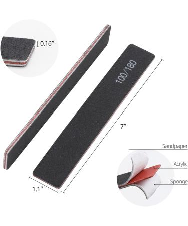 25 Pcs Professional Black Nail Files for Acrylic Nails - 100/180 Grit Emery Boards - Double Sided Buffering Files - Buy Online on GoSupps.com