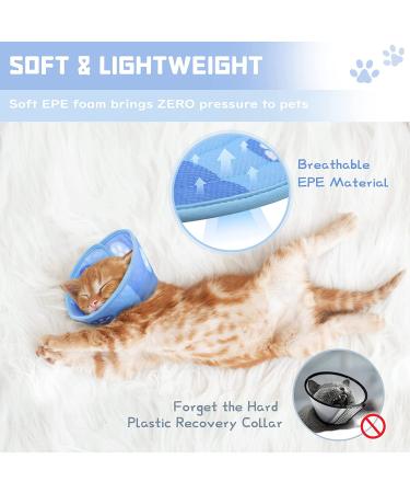Supet Cat Cone Collar - Soft Adjustable Recovery Collar for Cats - Blue - Small (Neck 5.5-9.5) - Buy Online on GoSupps.com