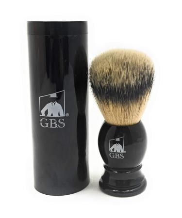 GBS Shaving Brush Animal Free Vegan Synthetic - 21mm Knot Overall 4" Tall Black Handle - Comes with Travel Canister - Completes Any Wet Shaving Set Pair with Your Favorite soap and Razor!