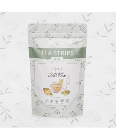 Olyxir Detox Tea Strips - Natural Olive Leaf Ginger & Peach Flavors - Instant Energizing Organic Paleo Vegan Non-GMO | 25 Ct