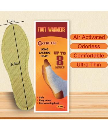 Ultra Thin Insole Foot Warmers - 8 Hours of Heat, Adhesive, Disposable Packs - Natural, Odorless, Air Activated - 10 Pairs - Buy Online on GoSupps.com