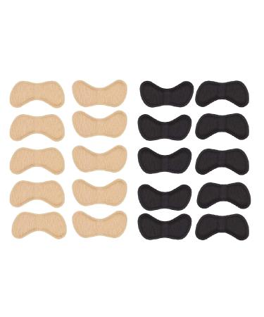 10 pairs of heel supports heel pads heel inserts scratch-resistant and comfortable heel pads (5 pairs black and 5 pairs beige).