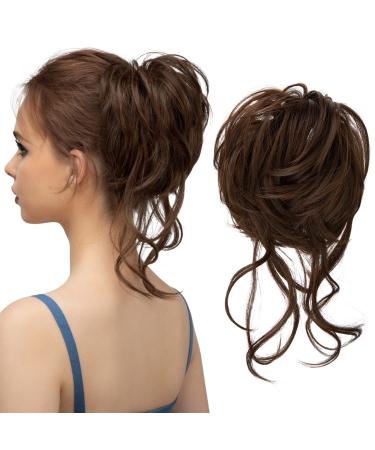 Hair Bun Synthetic Messy Bun with Elastic Rubber Band Wig Curls Scratch Ponytail Extensions Hair Bun Donut Bun Wigs for Women Hair Extension Hair Piece (Color : Medium Brown)