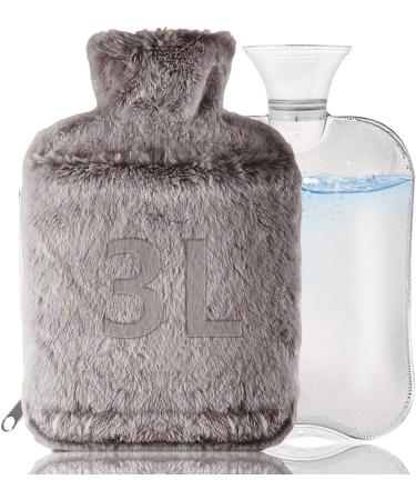 Buy Large 3L Plush Hot Water Bottle with Fluffy Cover | XXL Cozy Heat Bottle & Hand Warmer | Ideal for Men & Women - Buy Online on GoSupps.com