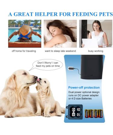 HoneyGuaridan Automatic Cat Feeder for 2 Cats - 6.5L/4.5L Pet Food Dispenser with Stainless Steel Bowl - 6 Meals - Blue - Buy Online on GoSupps.com