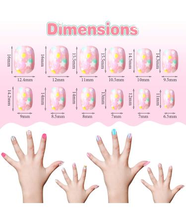 168 Pieces Girls Press on Nails - Full Cover Short False Fingernails for Kids - Pink and Blue Rainbow & Gradient Design - 7 Days Fake Nails for Children - Nail Decoration Gift - 7 Boxes - Buy Online on GoSupps.com