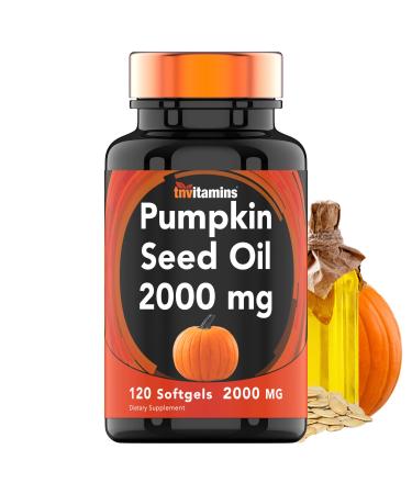 tnvitamins Pumpkin Seed Oil - 2000 MG x 120 Softgels | Pumpkin Seed Oil for Hair Growth* | Pumpkin Seed Oil Extract Supplement for Bladder Control* | Non-GMO