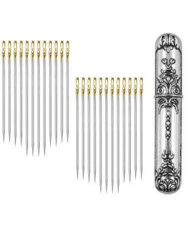 24 PCS Self Threading Needles, Big Eye Hand Sewing Needles Embroidery Needle for DIY Craft with Vintage Sewing Needles Holder Storage Case - Buy Online on GoSupps.com
