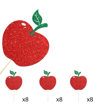 Set of 24 Glitter Apple Cupcake Toppers Fruit Themed Baby Shower Dessert Decor Baby Birthday Party Decorations Supplies - Red & Green - Buy Online on GoSupps.com