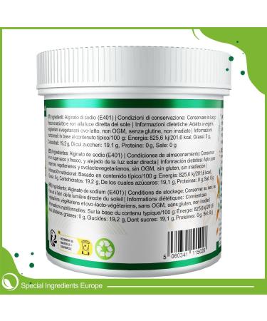 Special Ingredients Alginate de Sodium en poudre 100g - Extrait d algue - paississant mulsifiant & am liorateur de texture - Convient aux vegans & v g tariens - Emballage recyclable 100 g (Lot de 1) - Buy Online on GoSupps.com