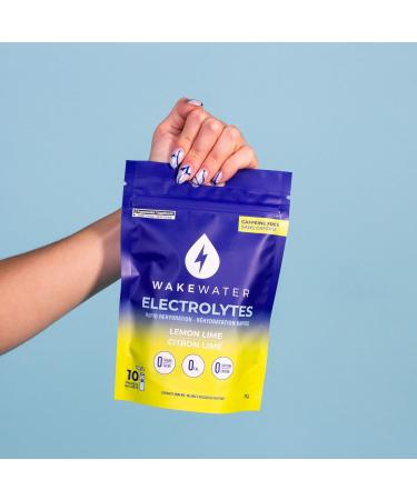 WakeWater Electrolytes Powder | Lemon Lime 10 x 7g Electrolyte Powder Packets | Rapid Rehydration | Sugar Free | No Artificial Sweetener | 0 Calories | Keto & Paleo Friendly - Buy Online on GoSupps.com