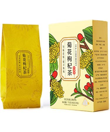 Chrysanthemum Wolfberry Flower Tea 14 Packs Bud Herbal Tea Leaves with Rock Sugar Triangle Bag for Home Office - Buy Online on GoSupps.com
