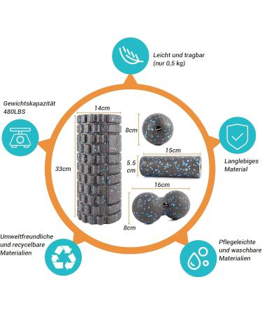 Nooncrazy Fascia Roll Set - 3D Textured Massage Tools for Muscle Training Includes Mini Roller Fascia Ball & Duoball with Training Poster - Elevate Your Recovery! - Buy Online on GoSupps.com