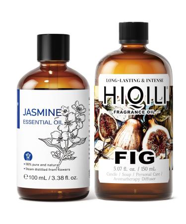 HIQILI 100ML Jasmine Essential Oil & 30ML Fig Fragrance Oil for DIY Diffuser