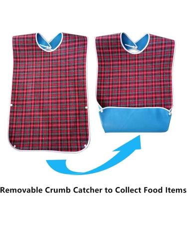 3 Pack Adult Bibs with Crumb Catcher - Washable Large Dining Bibs for Adults - Clothing Protector for Feeding - 31 L x 17 W - Buy Online on GoSupps.com