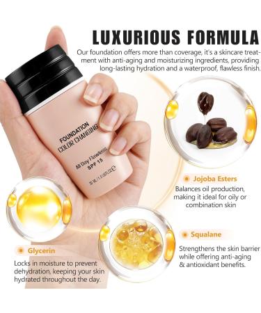  Generisch 2 Pack Color Changing Foundation for Warm Skin SPF15 Full Coverage Poreless Long Lasting Moisturizer with Natural Shine - Buy Online on GoSupps.com