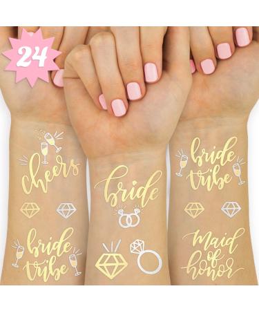 xo  Fetti Bachelorette Party Tattoos - Bride Tribe  Maid of Honor - 24 Metallic Styles - Bridal Shower Favor and Decorations