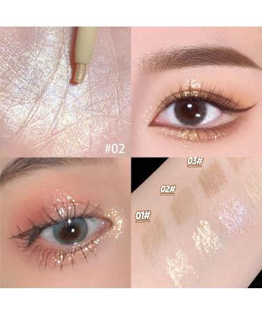 Double Ended Highlighter and Eye Makeup Pen - Glitter & Matte Nude Eyeliner, Eyeshadow, and Liquid Contour Liner - 2 in 1 Multi-Functional Long Lasting Makeup Stick - Silkworm Pencil (01, 03, 04) - Buy Online on GoSupps.com