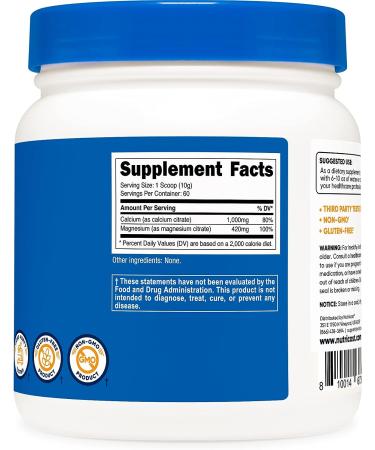Nutricost Calcium Magnesium Powder - 60 Servings, Bone Support, Non-GMO & Gluten-Free - Buy Online on GoSupps.com