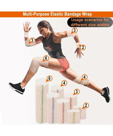 Premium Elastic Bandage Wrap 6" - 4 Pack | Reusable Self-Closing Compression for Ankles Wrists Knees & More | Latex-Free Cotton Lymphedema Wraps - Buy Online on GoSupps.com