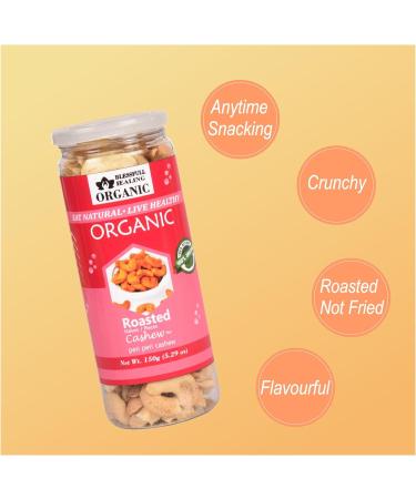 Blessfull Healing Organic Natural Vegan Peri Peri Roasted Halves/Pieces Cashew Nuts Crunchy Kaju 150 Gram - Buy Online on GoSupps.com